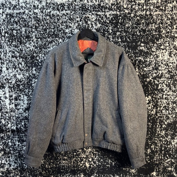 Hunt Club Other - Hunt Club Vintage Wool Bomber Jacket Mens Medium Gray Paisley Lined Full Zip